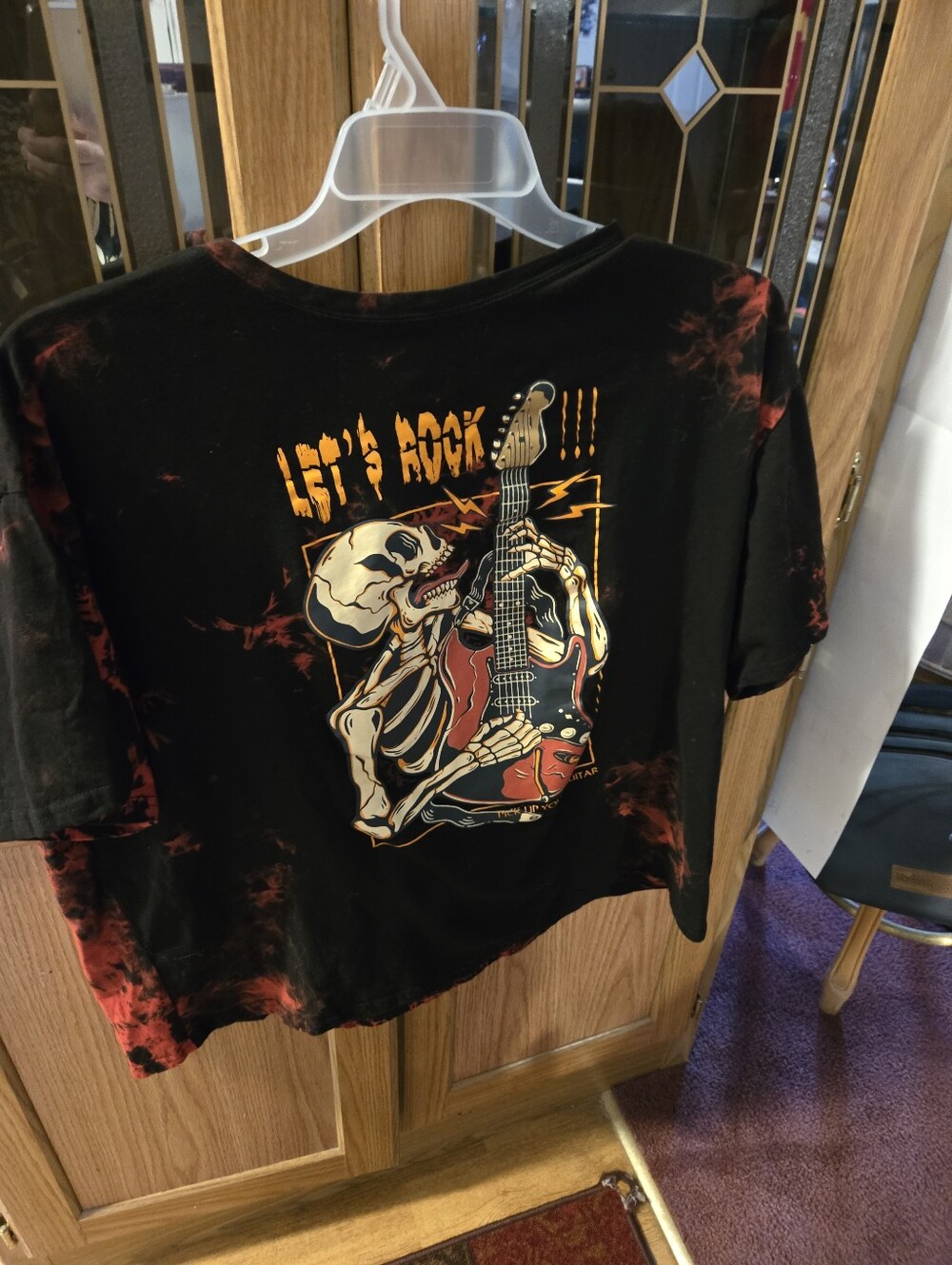 Mens ' Black & Red 'Let's Rock' Graphic Tee